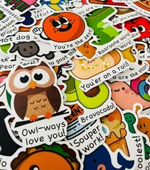 50 Cute Toddler Kid Stickers/Reward Motivational For Kids/Animal & Food Stickers