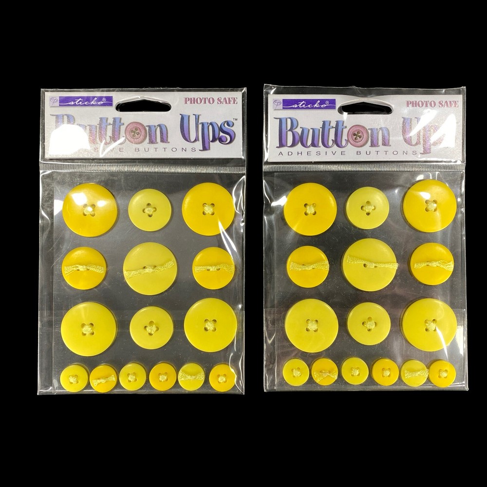 4 pks Sticko Button Photo Safe Adhesive YELLOW Buttons Scrapbook Stickers