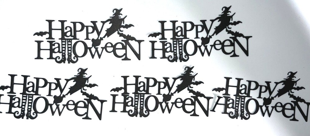 🕷️HAPPY HALLOWEEN PHRASE CARDSTOCK PAPER DIE CUT EMBELLISHMENTS * WITCH