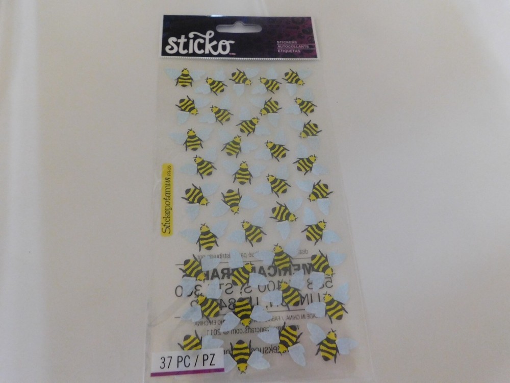 Scrapbooking Stickers Sticko Small Bumble Bee Repeats Yellow Black Bees Wings