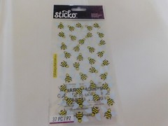 Scrapbooking Stickers Sticko Small Bumble Bee Repeats Yellow Black Bees Wings