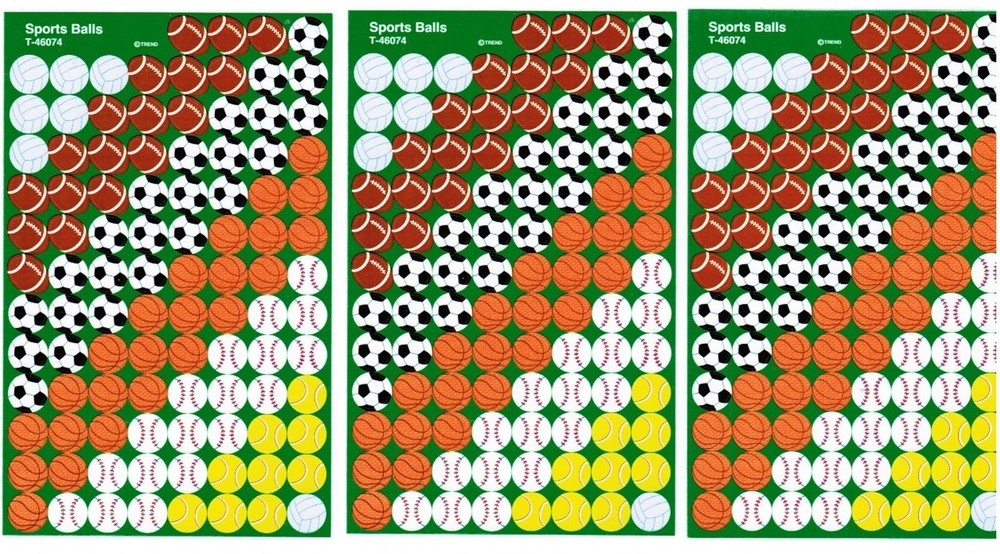 3 New sheets MINI SPORTS BALLS Volleyball Football Tennis Scrapbook 300 Stickers