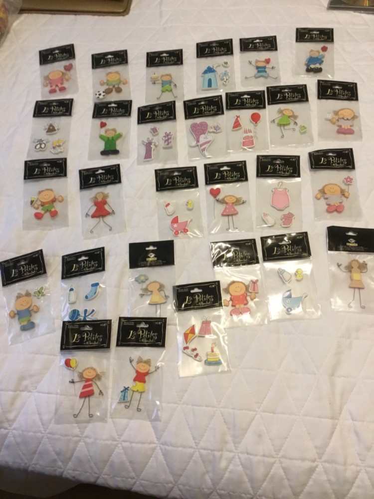 Lot of 28 The Paper Studio La Petites Wooden Sticker Embellishments new