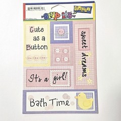 Set of 2 Pebbles Baby Girl Cardstock Stickers Our Baby Girl #2 Sampler SnipIts