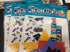 Graduation lot of 200+ Stickers and Die cuts in 3 hole plastic sleeve
