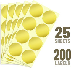 200Pcs Gold Foil Seal Stickers – 2″ Diameter for Sealing Awards Embossing