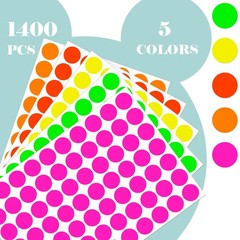 Dot Stickers 3/4 Inch Fluorescent Circle Sticker 1400pcs Round Writable Color…