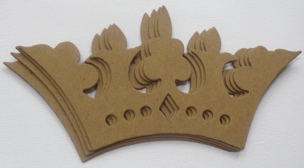 (4) FANCY CROWNS – Bare Chipboard Die Cuts – 2 5/8″ Tall x 5 3/16″ Wide