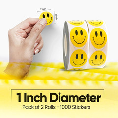 1000PCS Yellow Smiley Face Stickers 1 Inch – Bulk Happy Face Stickers for Cla…