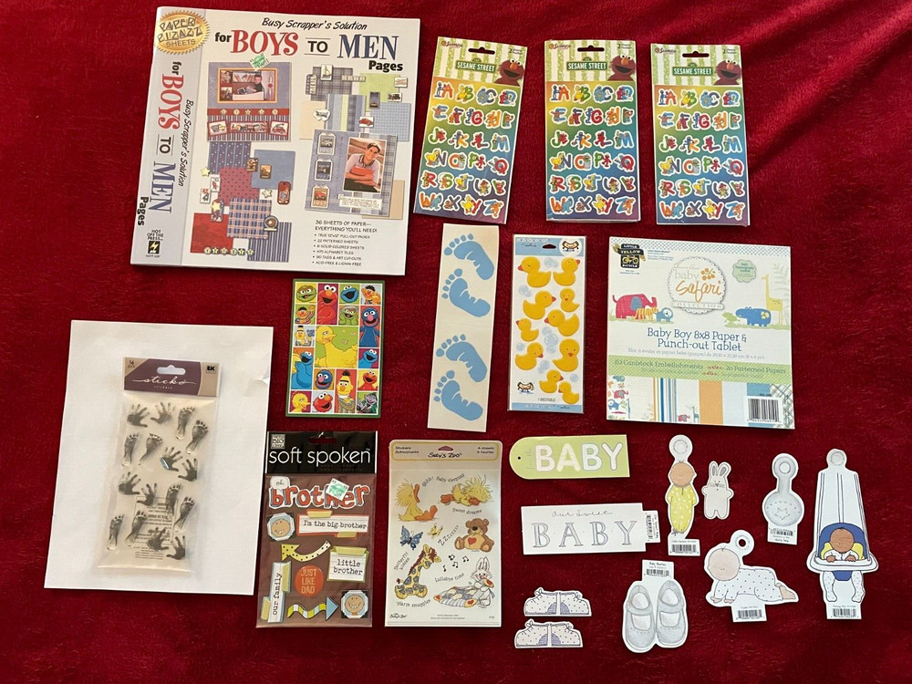 «Baby Boy» Theme Scrapbooking 12×12 Paper & Embellishments; New