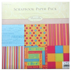 MARCELLA K & COMPANY 12×12 SCRAPBOOK PAPER PACK 54 SHEETS 18 PATTERNS FRIENDS