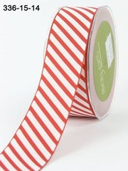MAY ARTS RIBBONS~GROSGRAIN DIAGONAL STRIPE~RED & WHITE~1.5 INCH X 1 YARD!