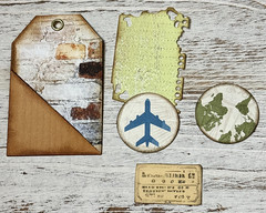 3 Vtg TRAVEL Stuffed Pockets Journal Tags Ephemera Holiday World Map Keepsakes