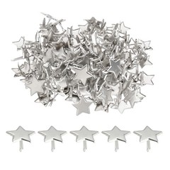 100 x Brads Paper Fasteners Mini Metal Star Fastener Silver Tone 0.6″x0.4″