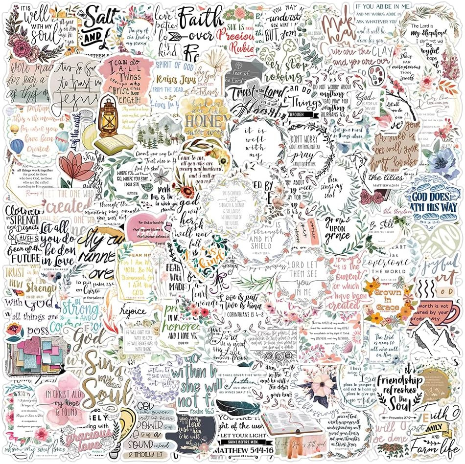 200 PCS Bible Verse Stickers,Bible Journaling Supplies,Inspired Christian Script