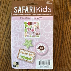 NEW DCWV~Safari Kids Chipboard Embellishments, 39 shapes w/glitter Crown & More