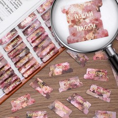 Pink Roses Bible Tabs, 105 Pcs Oil Painting Floral Gold Foil Index Tabs with Rul