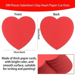 200 Pieces Hearts Cutouts Paper Heart Shapes 4 Inch Red Shape