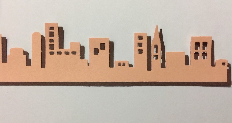 CITYSCAPE BORDER Die-Cuts(3pc) Approx.1-3/4″x 12″Town•Metropolitan •Skyline•USA•