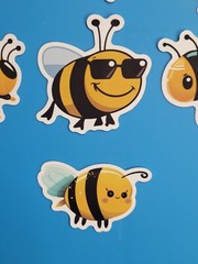 STICKERS x 10 Honey Bee Apiculture Beehive Cartoon Large Vinyl Sticker B12A
