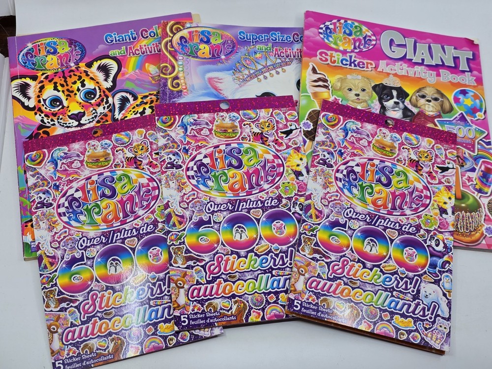 Modern Lisa Frank Stickers Coloring Activity Books LOT – Some Used