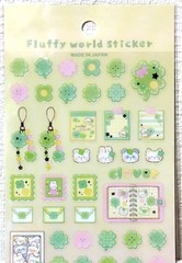 GAIA Fluffy World Clover Sticker Animal Cat Rabbit Four Leaf Flower MADE JAPAN