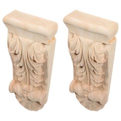 2Pcs Decorative Wooden Carved Applique Corner Moulding Trim for Home Decor