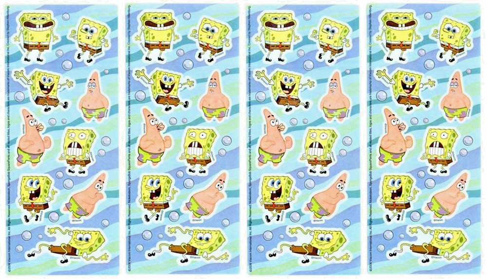 4 Sheets SPONGEBOB Squarepants Patrick Star Scrapbook Stickers
