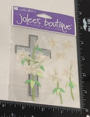 JOLEES BOUTIQUE SP-JB-054 CROSS & LILLIES STICKER COLLAGE EMBELLISHMENT