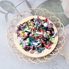 100 Pcs Mini Brads Multi Color Small round Metal Paper Brass Paper Fasteners Pas