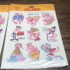 2x Pink Panther Vintage Hallmark Ambassador Stickers Lot Cartoon 1979 Sealed NOS