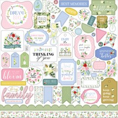 (1) 12×12 Sheet of Carta Bella Paper FLORA NO. 4 Scrapbook Element Stickers