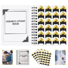 15 Sheets 360 PCS Golden Black Acid-Free Photo Corners Notebook, Self-Adhesiv…