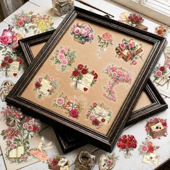 100pcs Vintage Floral Stickers Transparent Waterproof Flower Decals Scrapbook
