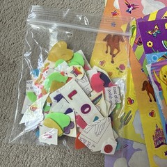 Lot of Lisa Frank Stickers (used & new) w/confetti Pieces