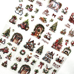 Christmas Stickers 6 Sheets Red Junk Journal Collage Planner Scrapbooking Cards