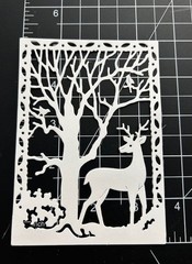 Christmas Die Cuts * Forest Deer Scene * Set of Six * Black or White Cardstock