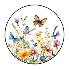 WILDFLOWERS & BUTTERFLIES ENVELOPE SEALS LABELS STICKERS 1.5″ ROUND FAVORS (30)