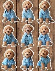 Poodle Dogin Scrubs Die Cut Vinyl Stickers Set Scrapbooking Laptop Waterbottle