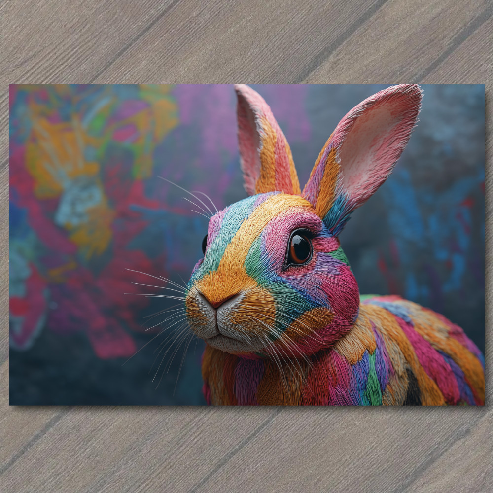 STICKER Bunny Rabbit Paint Splash Fun Strange Colorful Unreal Cute Unusual