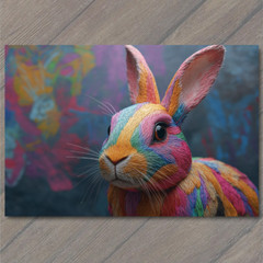 STICKER Bunny Rabbit Paint Splash Fun Strange Colorful Unreal Cute Unusual