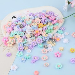 300PCS Flower Resin Charms Mini Cabochons 14 cm x 20 x 1.5 cm, Mixed color