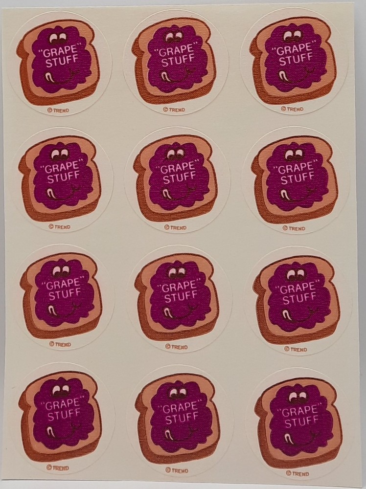 Vintage Trend Scratch ‘n Sniff Stinky Stickers Full Sheet 12 Grape Stuff Unused