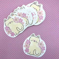 Sakura Cat Cherry Blossom Memo Note Sheets Cute Kawaii Scrapbooking Planners