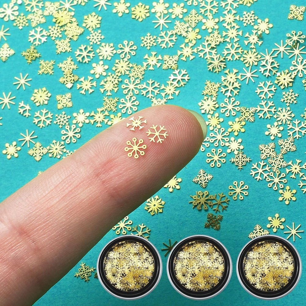 «300 Pcs Mini Metal Snowflake for Craft 0.2 Inch Small inch/ 5 mm, Gold «