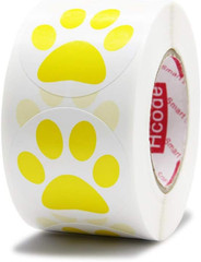 1.5″ round Yellow Bear Paw Print Stickers Dog Puppy Paw Stickers 500