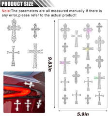 4 Sheets Crystal Rhinestone Cross Sticker Decals, Self Adhesive Glitter Bling Cr