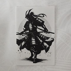 11 pcs Samurai Warriors on 4×6 Thermal Stickers- Classic White and Black
