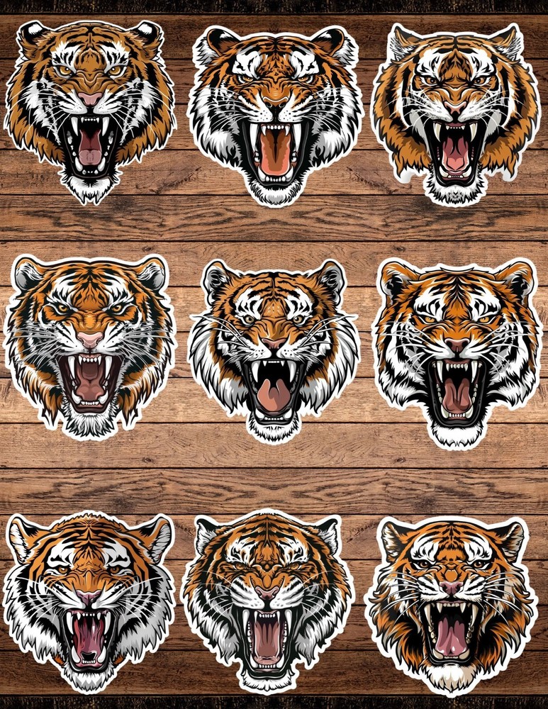 Angry Tiger Head Die Cut Vinyl Stickers Scrapbooking Laptop Waterbottle