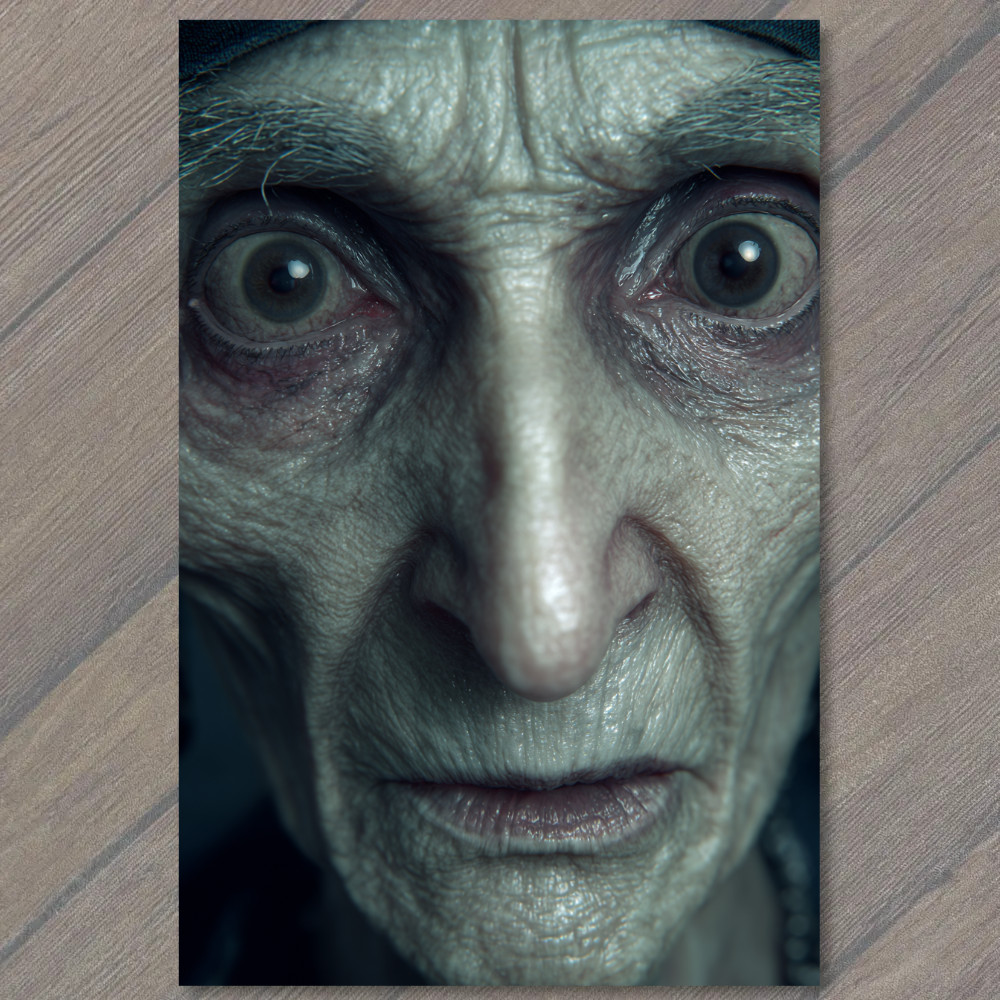 STICKER Creepy Elder Close Up Portrait Dark Horror Surreal Texture Moody Art